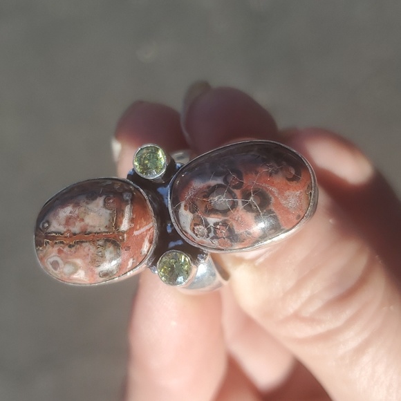 New Leopard Skin Jasper and Citrine 925 Silver Statement Ring. - Picture 14 of 16